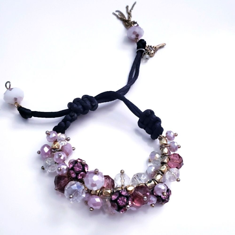 Betsey Johnson Chunky Bead Cluster Adjustable Cord Bracelet